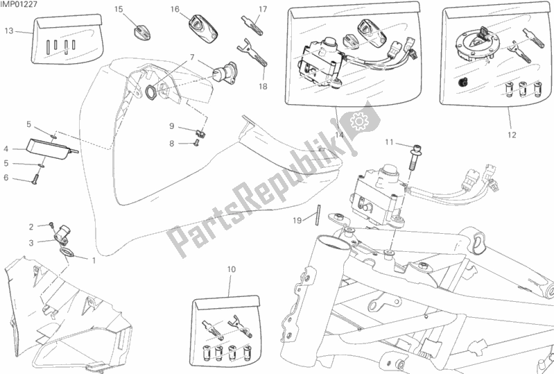 Alle onderdelen voor de Kabelboom Vooraan van de Ducati Multistrada 950 S SW USA 2019